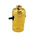 Leviton 6098-PG Medium Base Complete, Aluminum Shell Incandescent Lampholder, Push-Through, Single Circuit, 1/8IPs Tapped Bushing, Brass