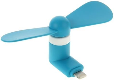 Mini Portable Fan Cooler 8 Pin Flexible Plug For Apple iPhone iPad With Two Leaves Motor Speed 16000RPM 5V 80MA TPE Material (Blue)