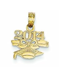 14K Gold Graduation Cap on Bottom/Top 2014 Pendant