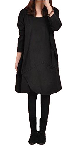 (Goldgarden) ワンピース レディース 長袖 ゆったり ひざ丈 シンプル 秋冬