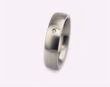 Curved 5mm Stainless Steel Band with Flush-Set 0.02 ct Diamond