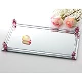 ROSEBUD MIRROR TRAY - 9X14 PINK ROSEBUD MIRROR TRAY
