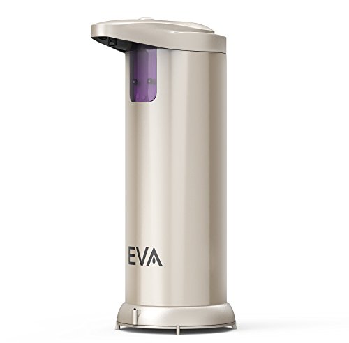 EVA Premium Automatic Touchless Soap Dispenser (Hand Sanitizer) for Bathroom & Kitchen Countertops. Fingerprint Resistant Brushed Stainless Steel [2016 Improved Model