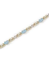 14kt Yellow Gold Oval Aquamarine and Diamond Bracelet