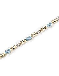 14kt Yellow Gold Oval Aquamarine and Diamond Bracelet
