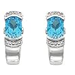 14K White Gold Swiss Blue Topaz and Diamond Earrings