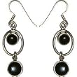 Earrings for Teens in Sterling Silver & Onyx Gem stone Earring 1.75 inches (brclts014erng)