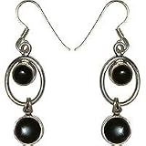 Romantic Gift for Women - Sterling Silver Onyx Gem stone Earring 1.75 "