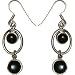 Earrings for Teens in Sterling Silver & Onyx Gem stone Earring 1.75 inches (brclts014erng)