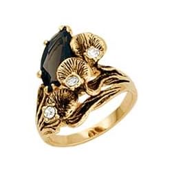 Women Nature Smoky Quartz Swarovski Crystal Gold Tone Ring