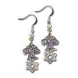 Tree of Life/Star of David Double Charms Earrings, Pewter