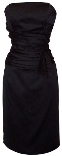 Strapless Satin Sheath Dress Formal Prom Bridesmaid Holiday Party Cocktail Gown, Small, black
