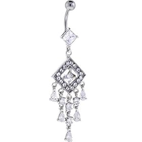 Crystal Cubic Zirconia DIAMOND CHANDELIER Belly Ring by 