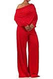 PLUS MULTI WAY Reversible PLUNGING Convertible Romper Jumpsuit Off One Shoulder Halter - Scarlet - 1XL