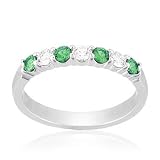 Imagine Designs Emerald and Diamond Stackable Band 1/5ctw