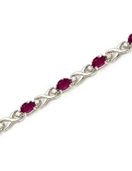 14k White Gold Natural Ruby And Diamond Tennis Bracelet