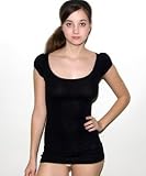 American Apparel Sheer Rib Shirred Cap Sleeve