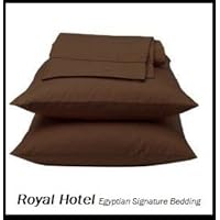 Royal Hotel's Solid Chocolate 1200-Thread-Count 4pc California-King Bed Sheet Set 100-Percent Egyptian Cotton, Sateen Solid, Deep Pocket, 1200 TC