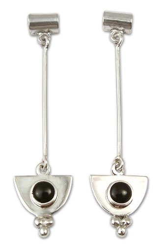 Obsidian earrings 'Black Fusion' 1 W 2 L