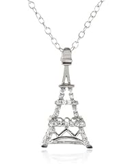 10k Gold Diamond Eiffel Tower Pendant Necklace (1/10 cttw, H-I Color, I2-I3 Clarity), 18"