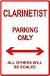 CLARINETIST PARKING sign street music instru