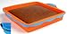 SiliconeZone New Wave Square Cake Pan, Bright Blue / Chocolate