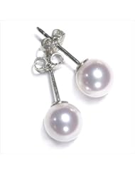 9mm A+ Quality Japanese Akoya cultured pearl earring studs set in 14K white gold