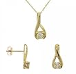 14KT Gold Stud Earrings Pendant Necklace Diamond Set