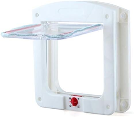 Cat or Small Dog Flap Door 4 Way Locking Lockable Catflap with Frame White Color