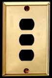 Triple Interchangeable or Despard Beveled Switchplate - Bright Solid Brass