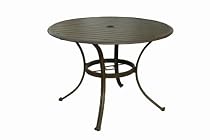 Big Sale Panama Jack Outdoor Island Breeze Slatted Aluminum Round Dining Table in Espresso Finish with Umbrella Hole, 42-Inch