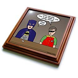  Super Hero Parody with Batman and Robin at the bar - 8x8 Trivet With 6x6 Ceramic Tile