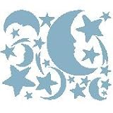 25 Powder Blue Celestial Moon and Stars Peel and... by