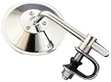 Clamp-on Adjustable Short Stem Motorcycle Mirror - 4" (100mm) Round, Chrome Finish