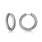 14k White Gold Pave set Diamond Hinged Earrings