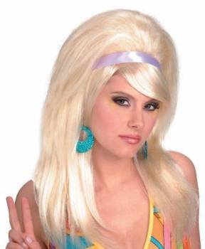 Womens Blonde 60s Revolution Mod Costume Wig