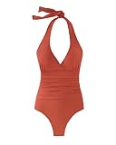 Spiegel Shirred One-Piece Halter Swimsuit
