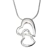 Olive N Figs Sterling Silver Heart-in-Heart Pendant Necklace with 18" Sterling Silver Shiny Snake Chain