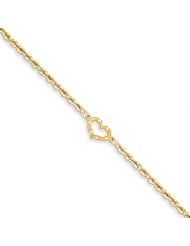 14k Open Heart Rope Anklet