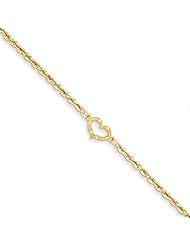 14k Open Heart Rope Anklet, Best Quality Free Gift Box Satisfaction Guaranteed