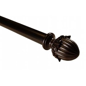 BCL Drapery Hardware 125AC86 86-Inch to 120-Inch Acorn Curtain Rod, Mahogany