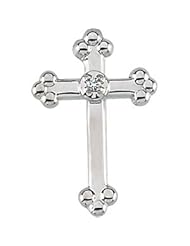14K Yellow Gold 14.00X09.00 mm Cross Lapel Pin W/Diamond