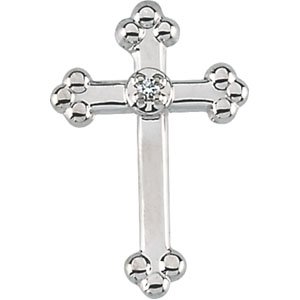 14.00X09.00 Mm 14K Yellow Gold Cross Lapel Pin W Diamond by 