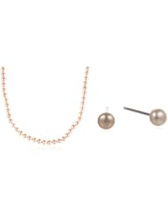 Pink Freshwater Cultured Pearl Childrens Necklace and Earrings Set with Sterling Silver Clasp (4-4.5mm), 13"