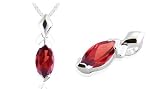 Marquise Cut Garnet Pendant Sterling Silver