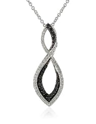 Sterling Silver Black and White Diamond Infinity Pendant Necklace (1/4Cttw, I-J Color, I2-I3 Clarity), 18"
