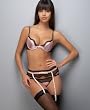Jezebel Satin Doll Contour Demi Push-Up Bra with Removable Pads, G-String, & Garter Belt