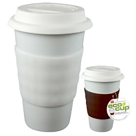 Buy Eco Cup w Silicone Lid & Sleeve Coffee Tea i am not a paper cup look-a-like white porcelain...
