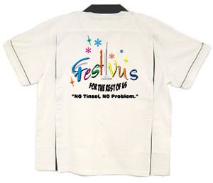 Seinfeld Festivus Bowling Shirt White and Black Classic