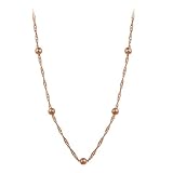 Rose Gold Plated Silver Singapore with Bead Chain Necklace, 18"